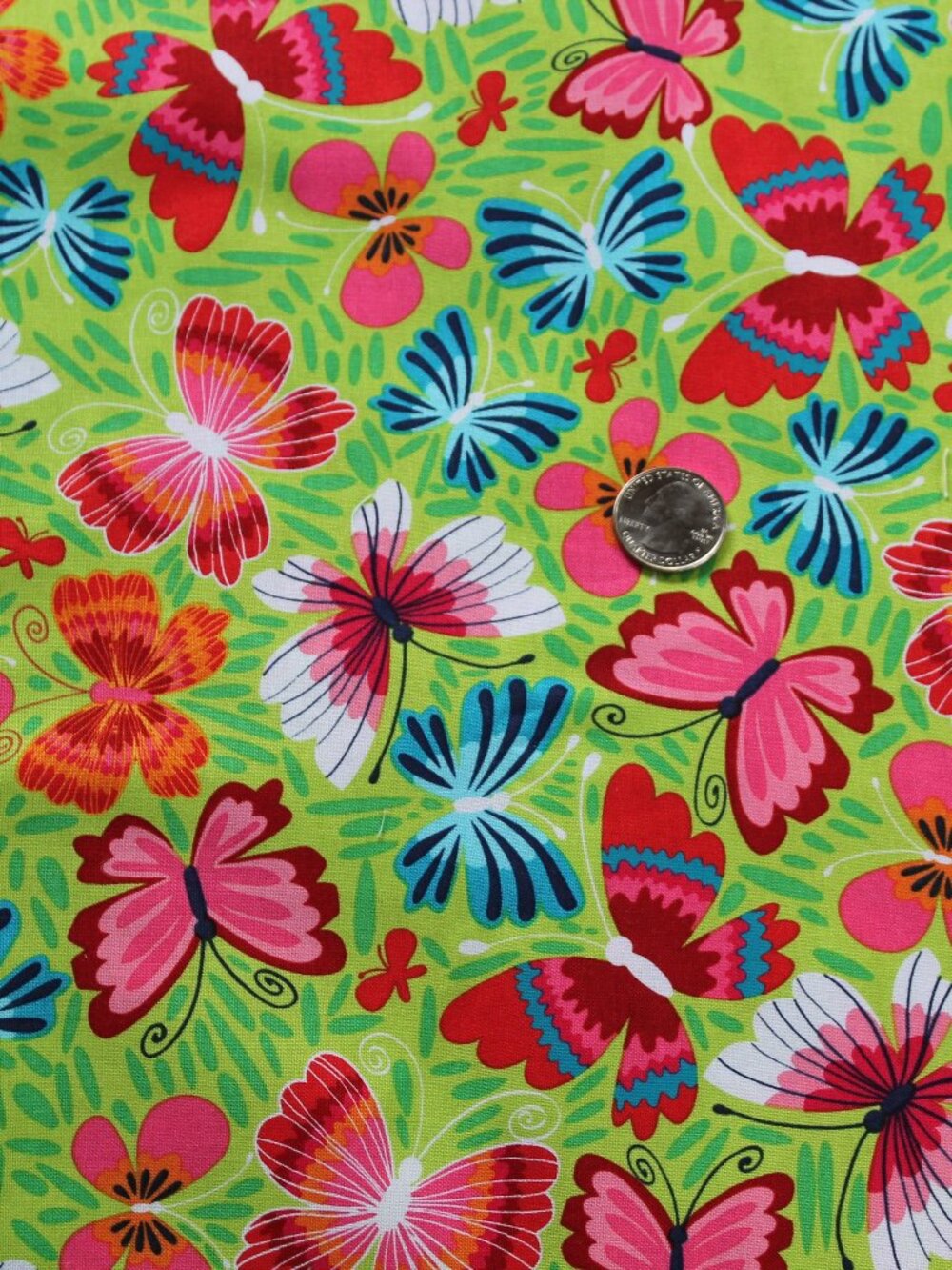 Butterfly Spring to Life Cotton Fabric AMF 3 Yards Multi Color Quilt Sew Crafts